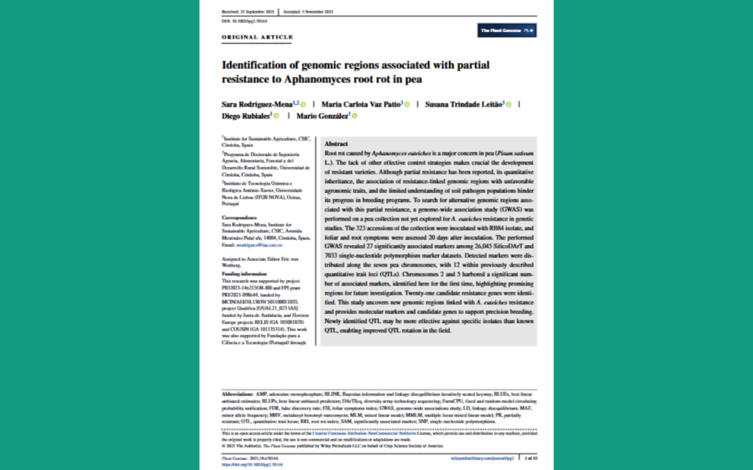 Identification of sources of resistance to Aphanomyces Roor Rot in Pisum