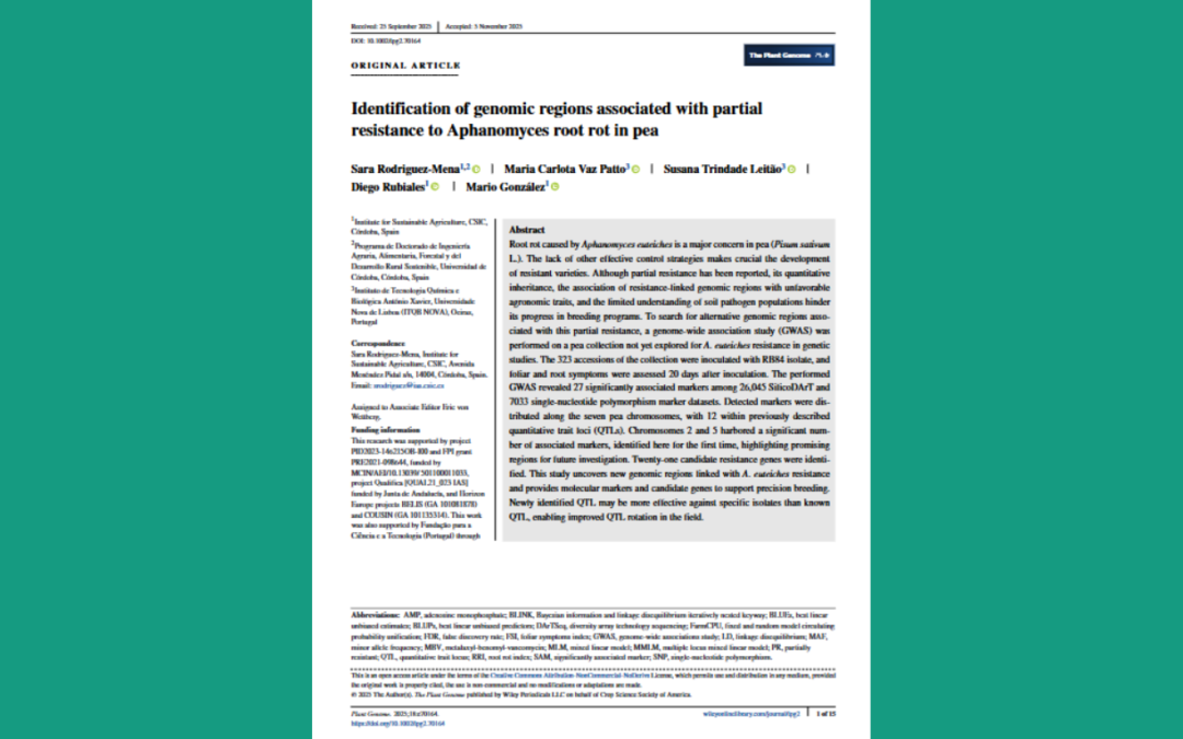 Identification of genomic regions associated with partialresistance to Aphanomyces root rot in pea